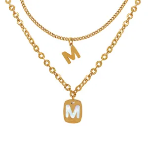 2 Stacked Letter M Pendant Necklace