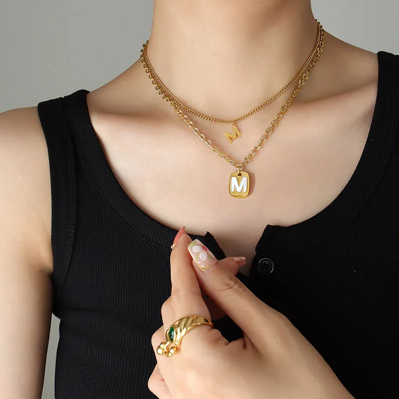 2 Stacked Letter M Pendant Necklace