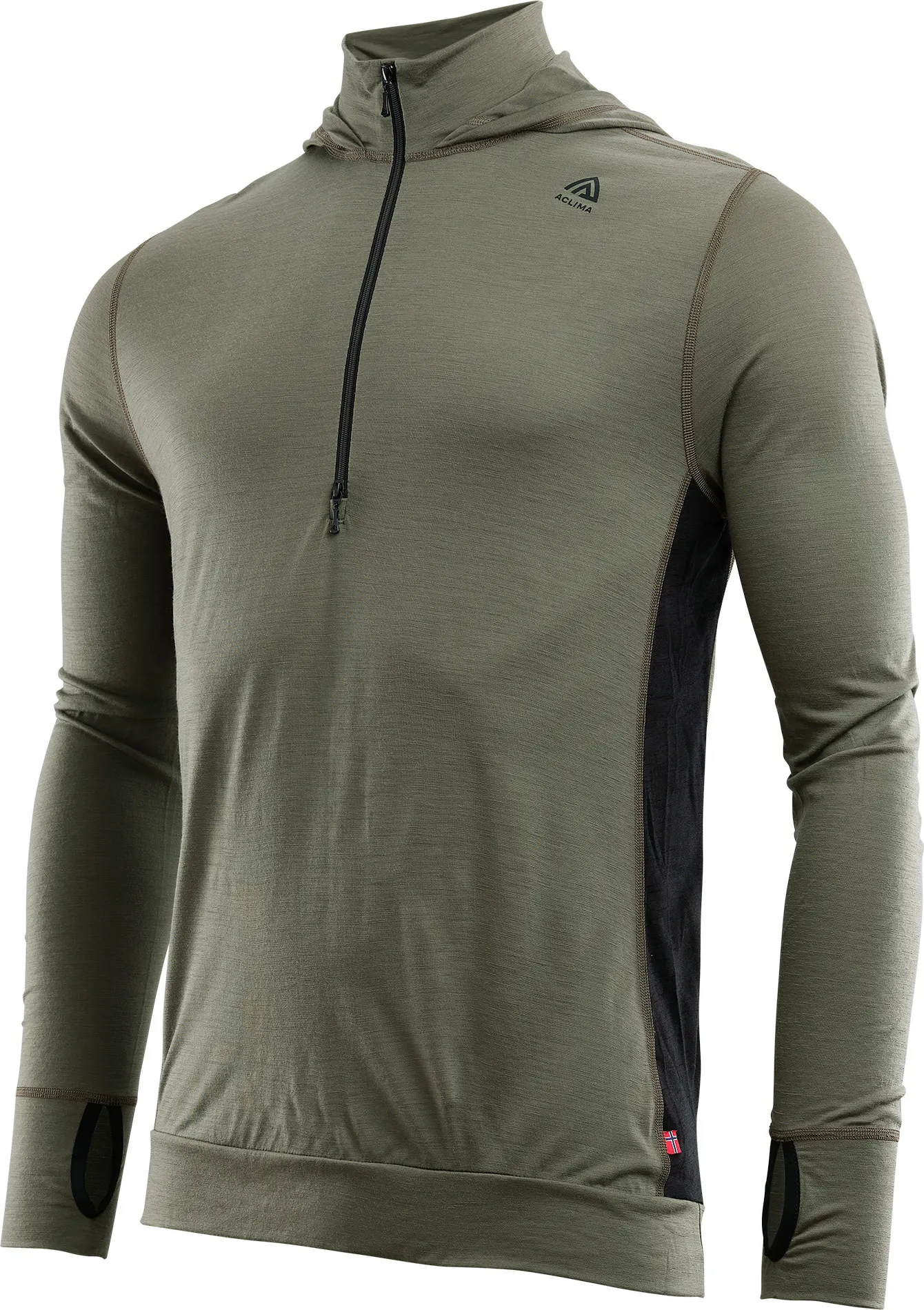 Aclima LightWool Hoodie Man Ranger Green/Jet Black | Buy Aclima LightWool Hoodie Man Ranger Green/Jet Black here | Outnorth
