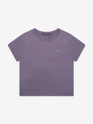 Acne Studios Kids Mini Nash Face T-Shirt in Purple