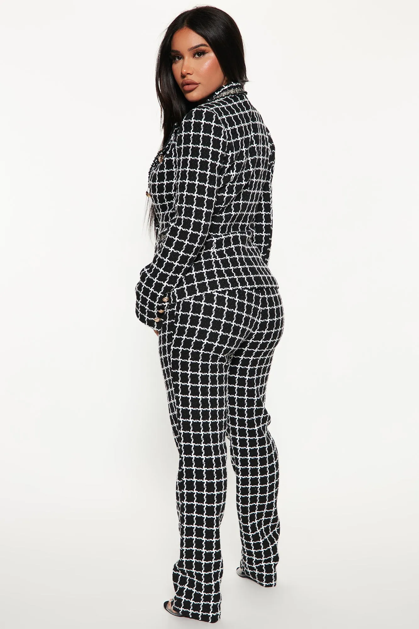 All Eyes On Me Pant Set - Black/White