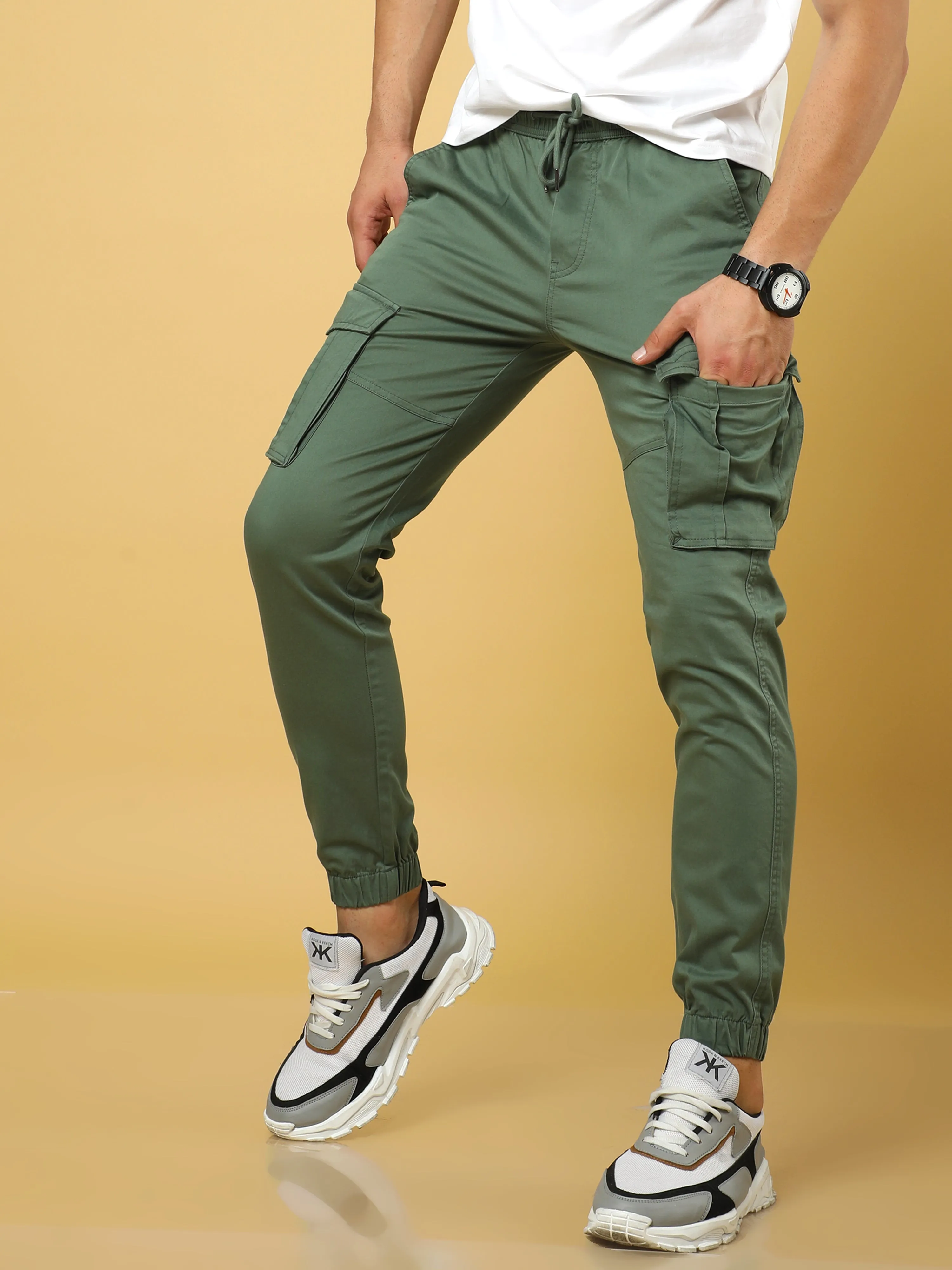 Authentic Olive Cargo Cotton Joggers