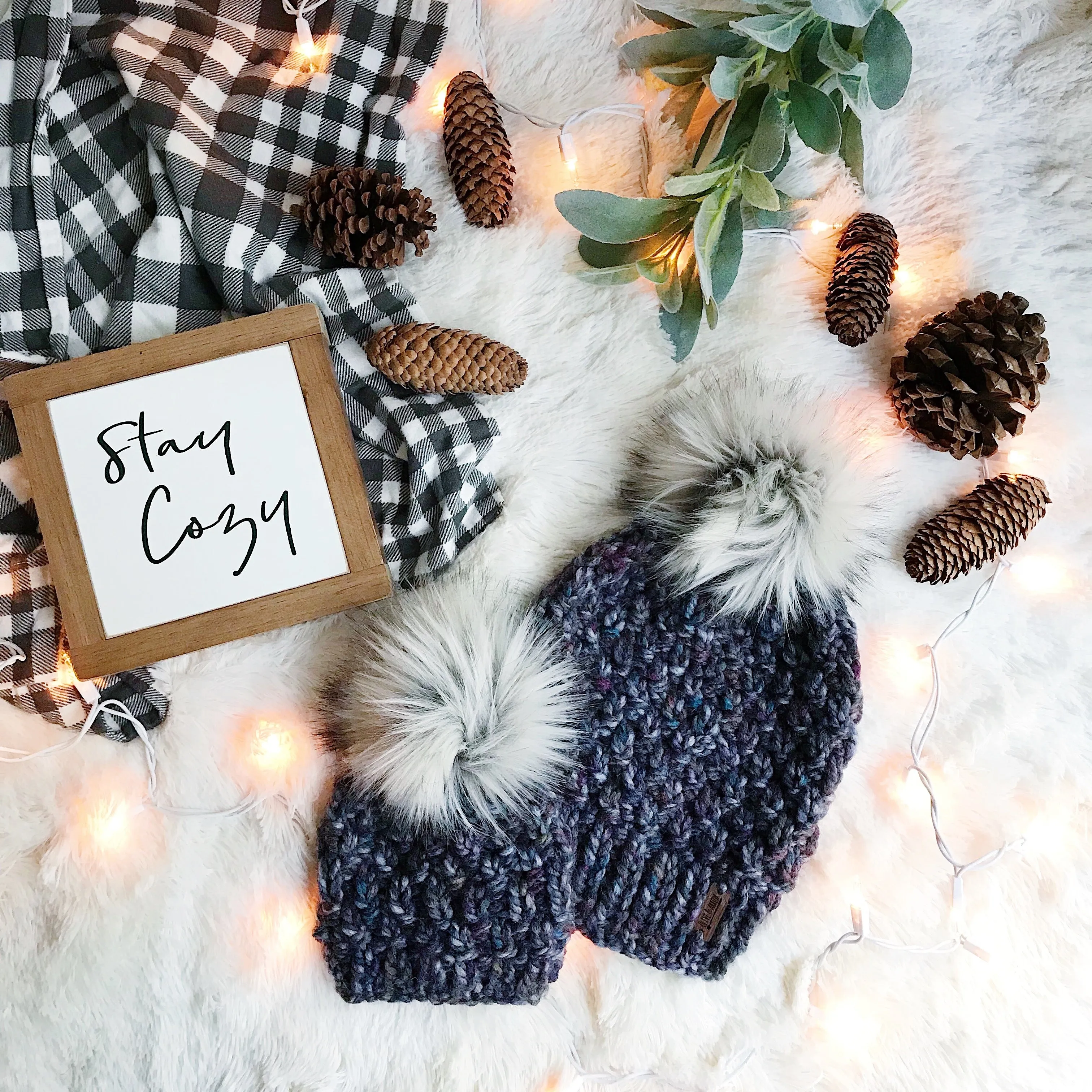 Baby Knitted Textured Beanie with Faux Fur Pom Pom // The Lil Westbrook