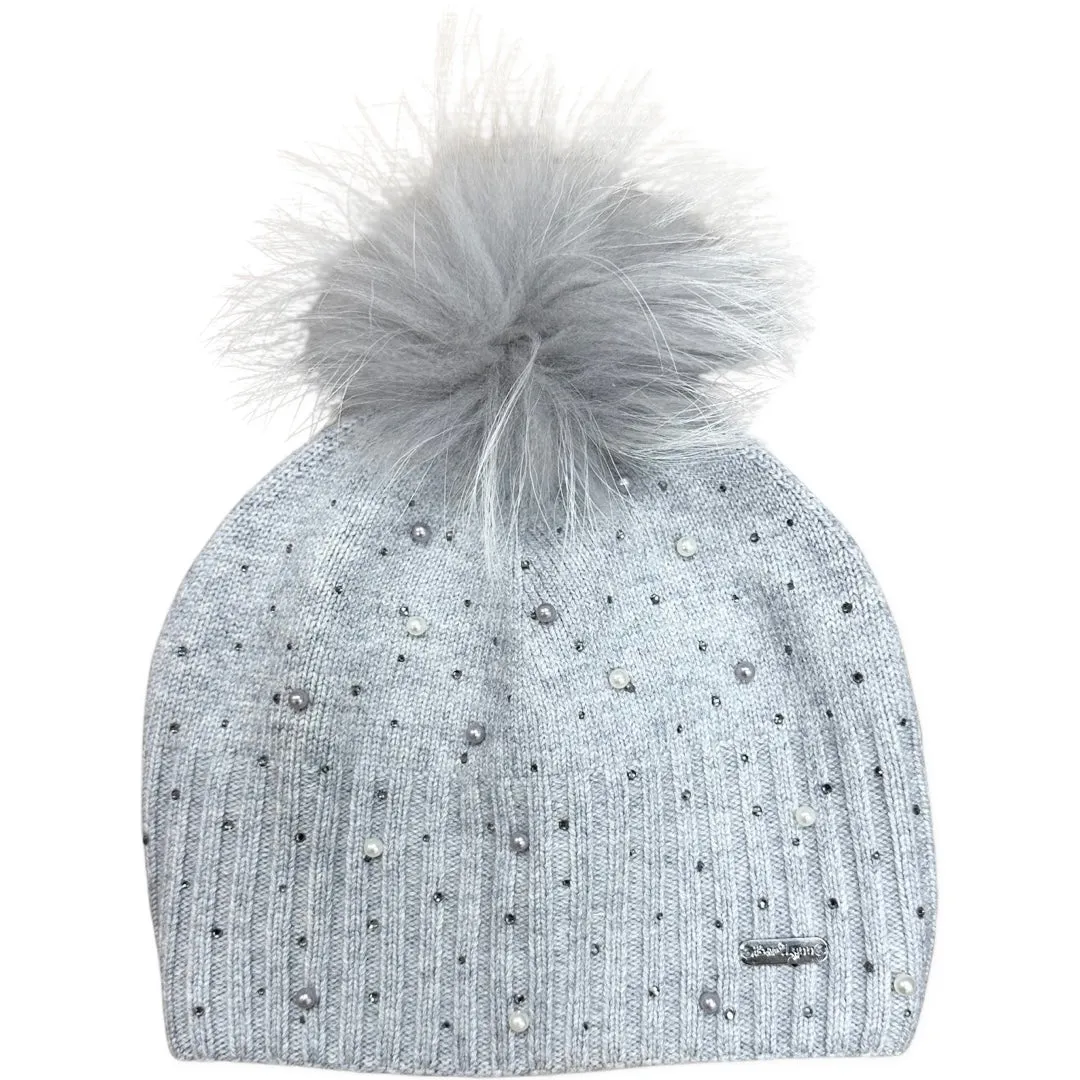 Bari Lynn Scattered Pearl & Crystal Hat - Grey