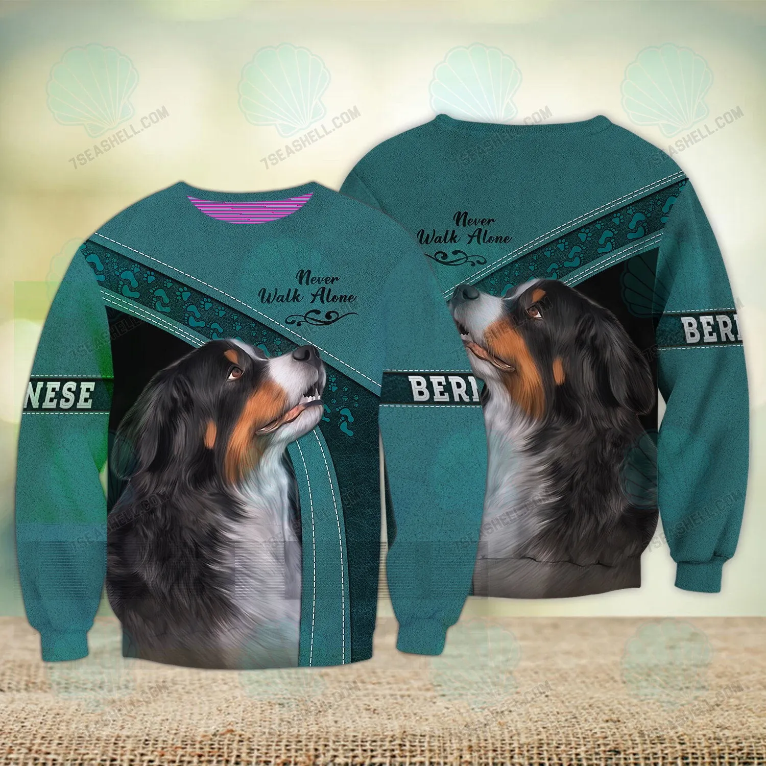 Bernese Mountain Multicolor Love Never Walk Alone 3D Full Print Sweatshirt Shirts