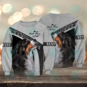 Bernese Mountain Multicolor Love Never Walk Alone 3D Full Print Sweatshirt Shirts