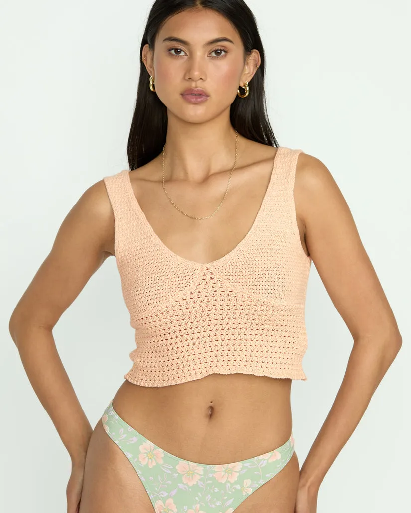 Billabong Cade Crochet Sweater Tank - Light Peach
