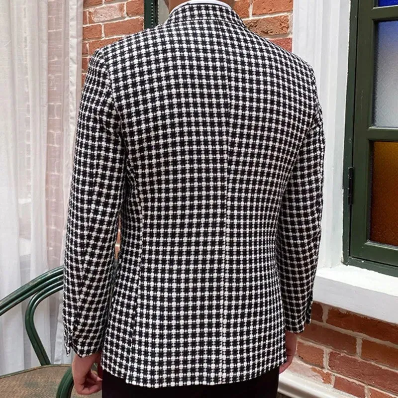 Black & White Houndstooth Pattern Blazer