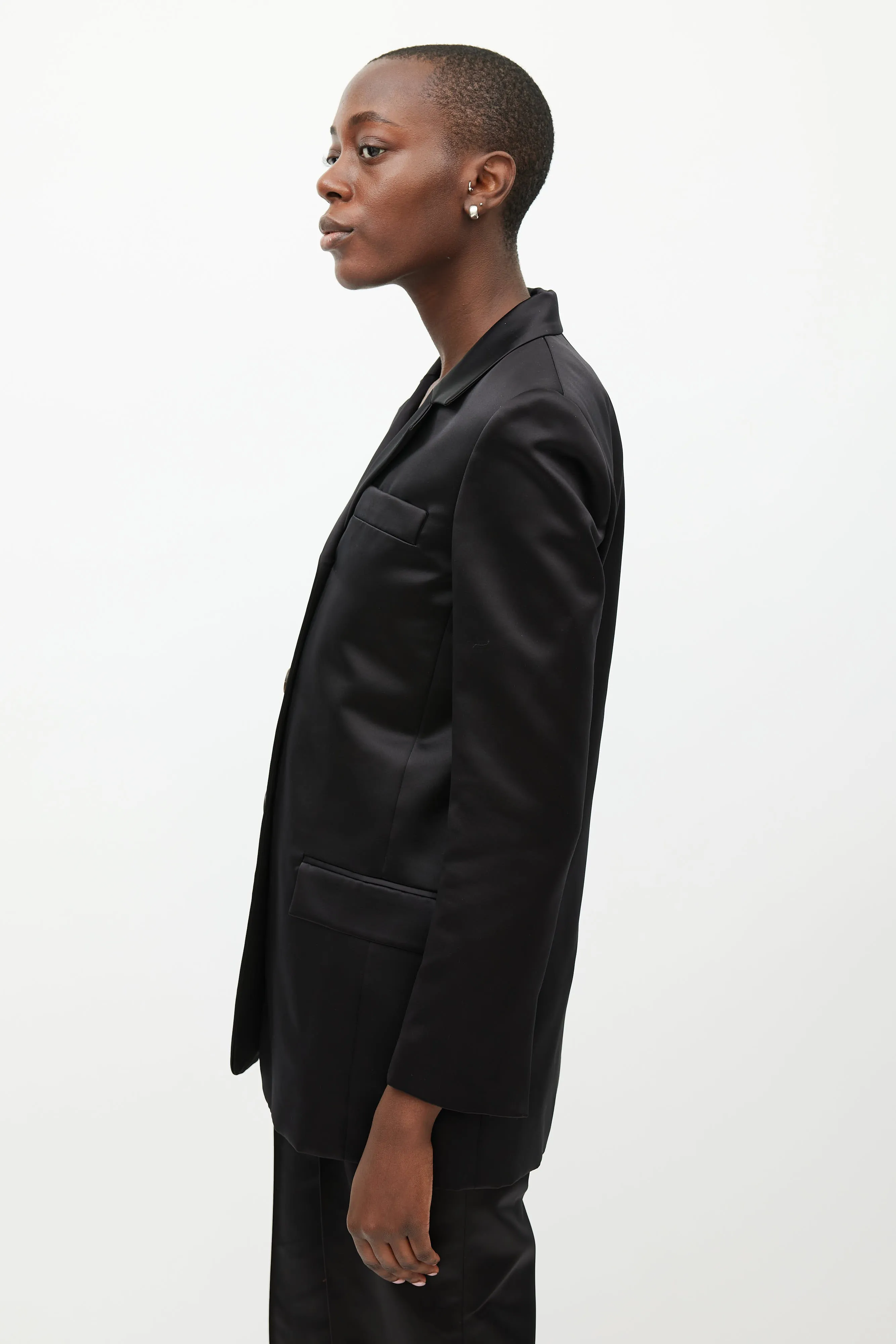 Black Bronte Satin Blazer