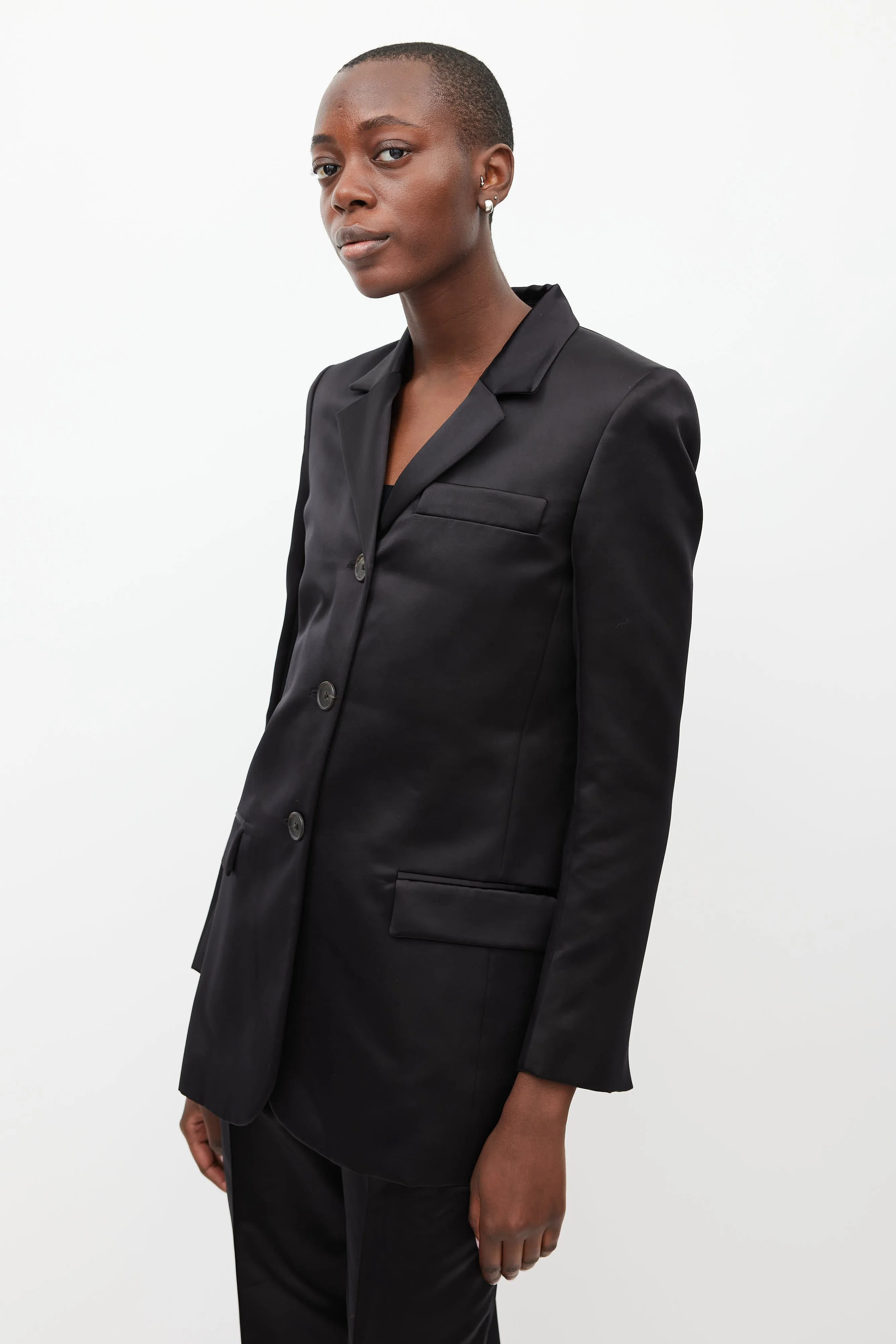 Black Bronte Satin Blazer