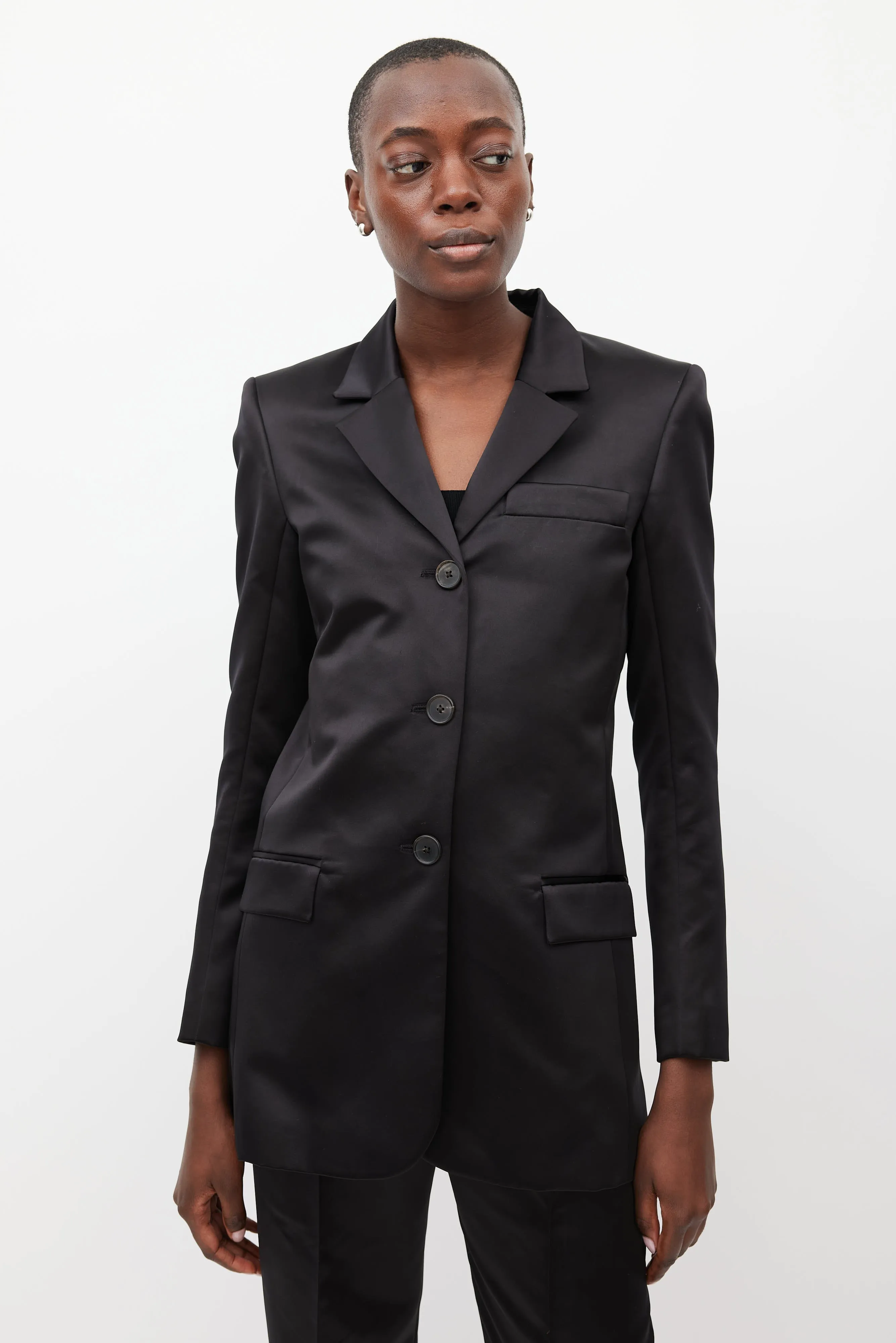 Black Bronte Satin Blazer