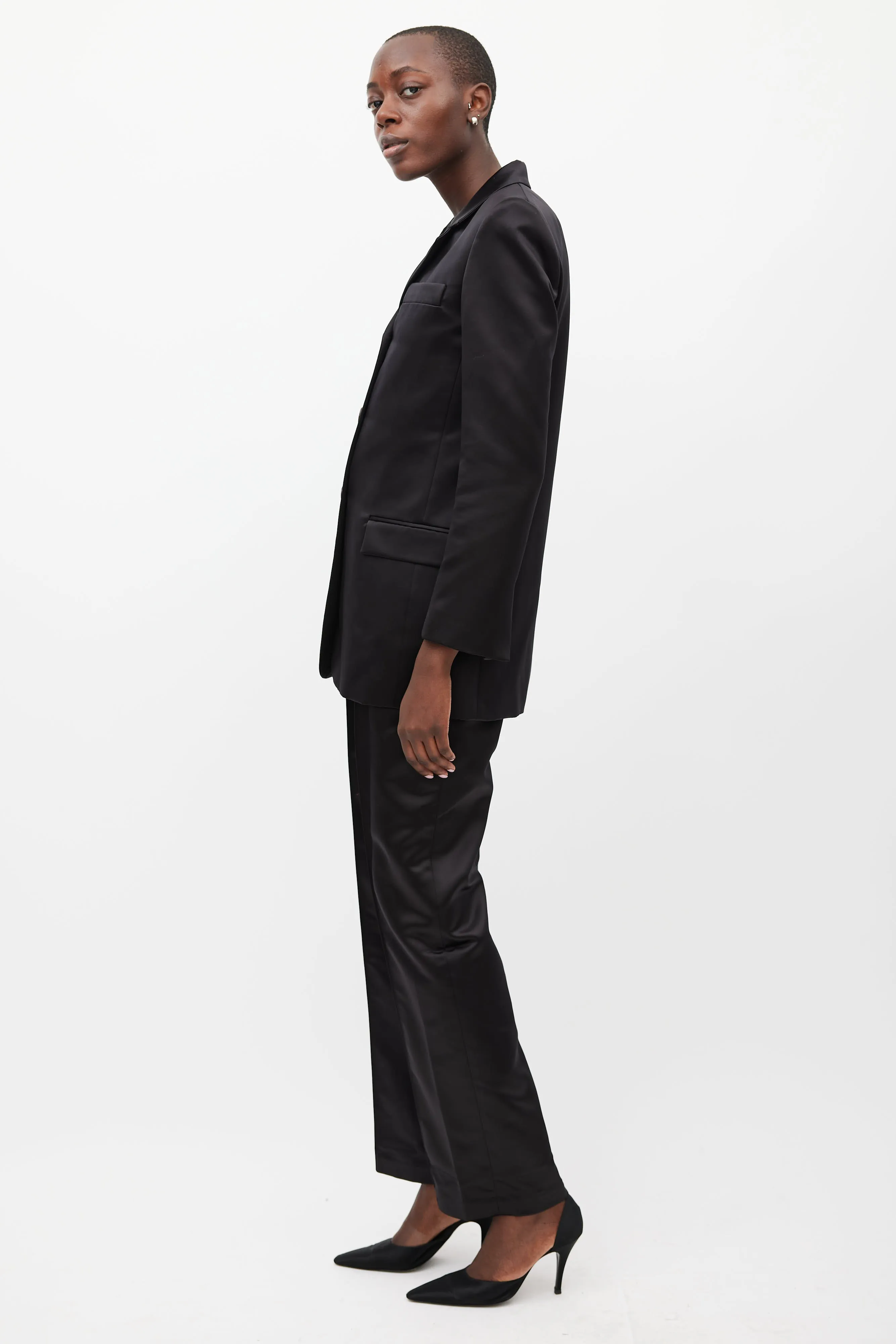 Black Bronte Satin Blazer