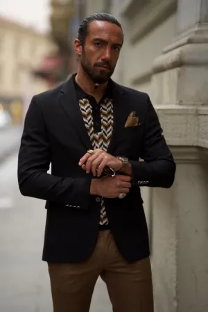 Black Slim Fit Linen Blazer Jacket for Men | GentWith