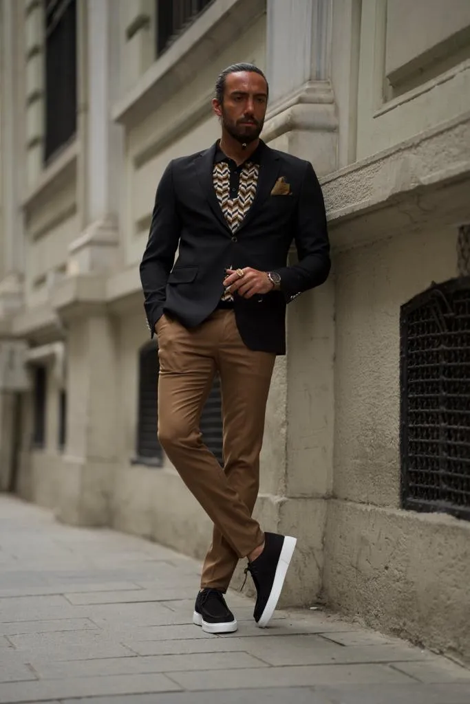 Black Slim Fit Linen Blazer Jacket for Men | GentWith