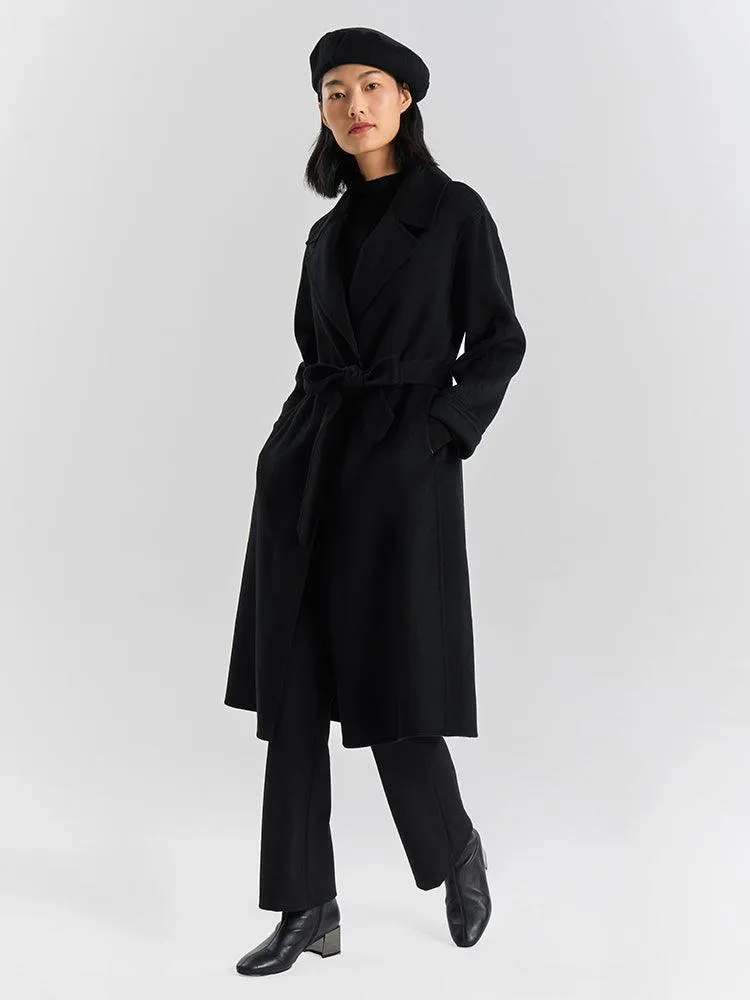 Black Wrapped 100% Cashmere Overcoat