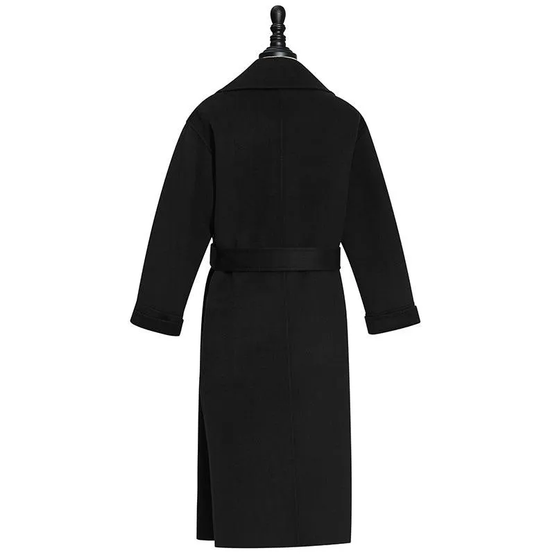Black Wrapped 100% Cashmere Overcoat