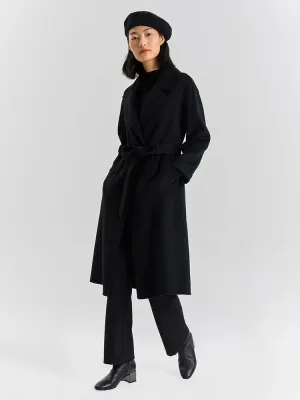 Black Wrapped 100% Cashmere Overcoat