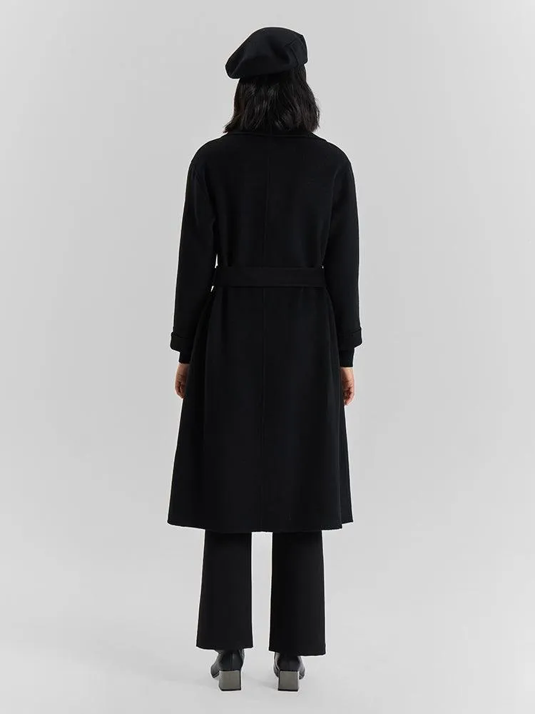 Black Wrapped 100% Cashmere Overcoat