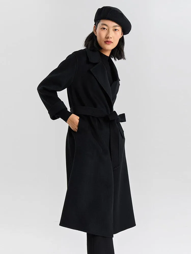 Black Wrapped 100% Cashmere Overcoat