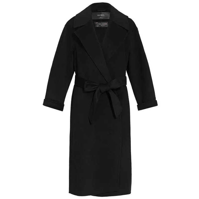 Black Wrapped 100% Cashmere Overcoat