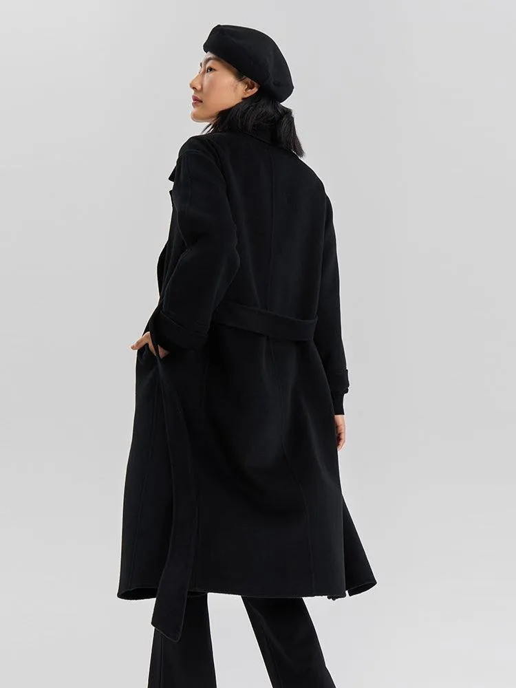 Black Wrapped 100% Cashmere Overcoat
