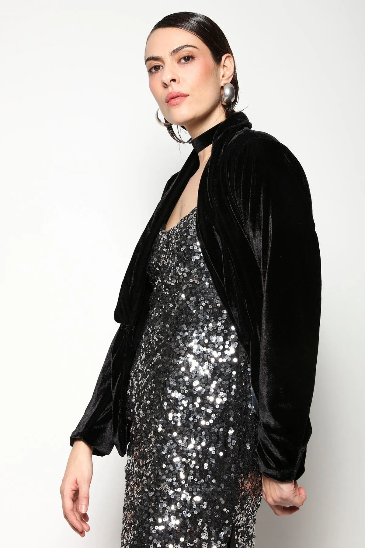 Blazer Veludo Victoria - Preto