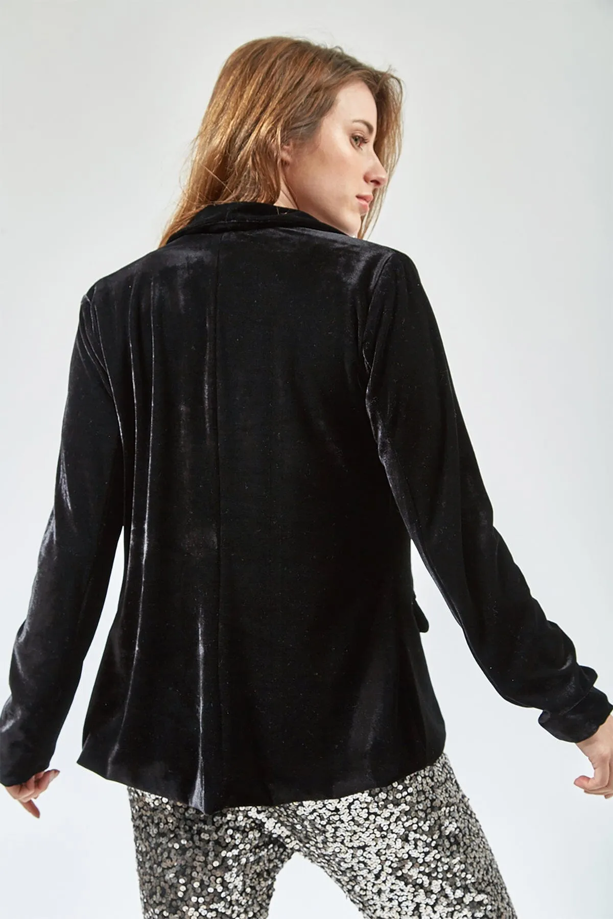 Blazer Veludo Victoria - Preto