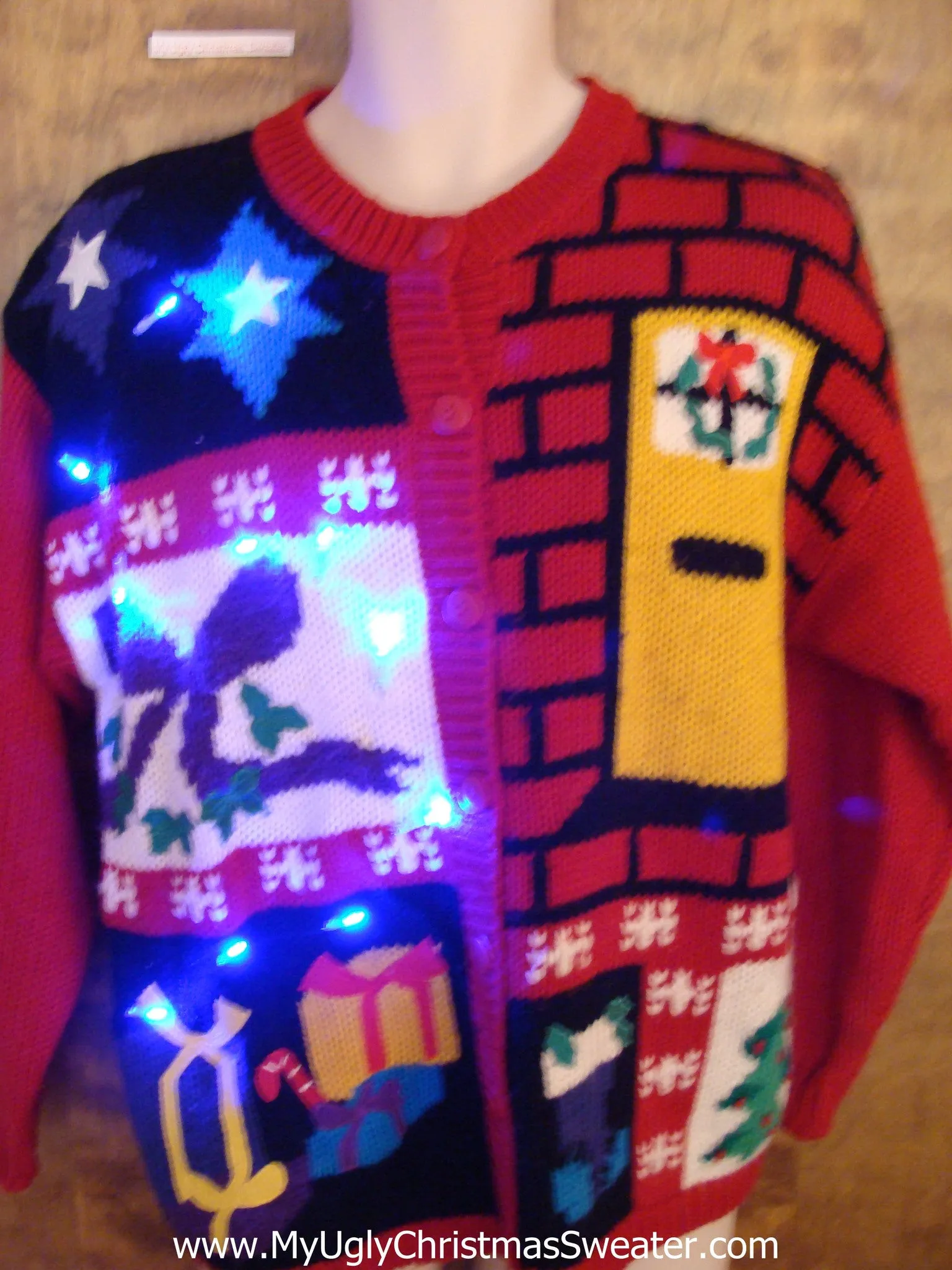 Brick House Theme 80s Light Up Ugly Xmas Sweater
