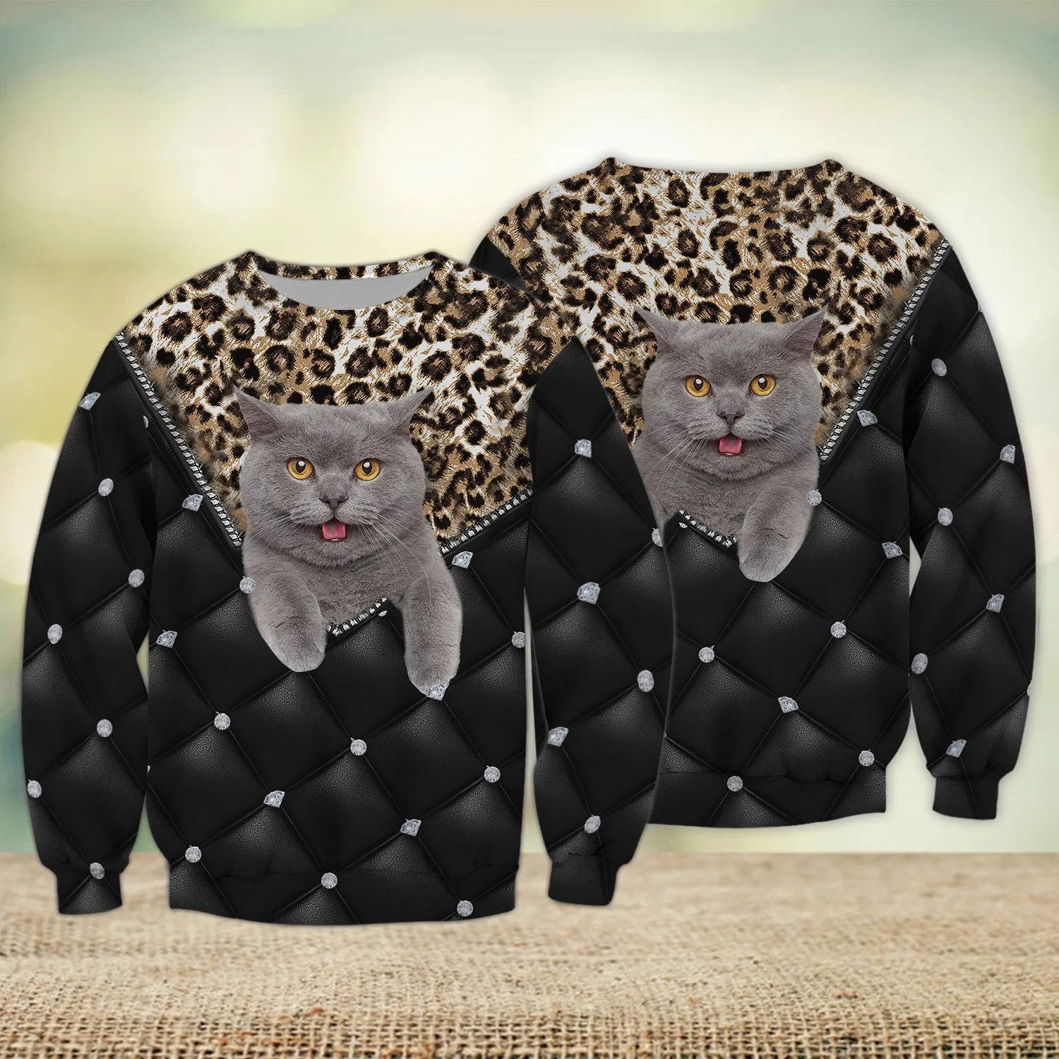 British Shorthair Funny Love Cat 3D Full Print Sweatshirt Christmas Gift