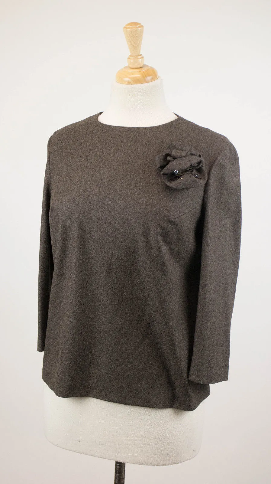 Brown Cashmere Blend Crewneck Sweater