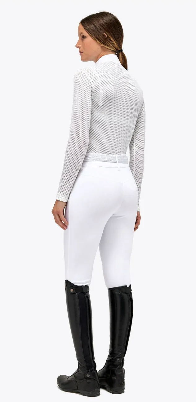 CAVALLERIA TOSCANA LIGHTWEIGHT PIQUE AND TECH MESH L/S ZIP POLO