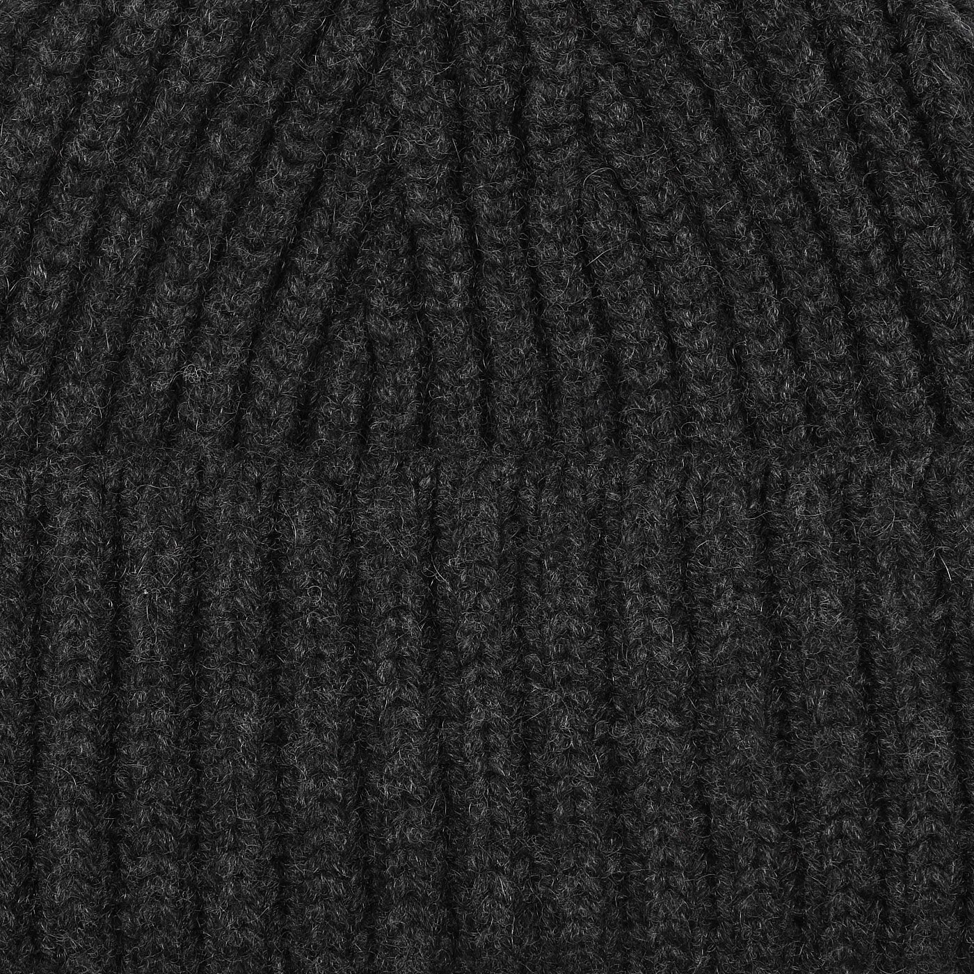 Charcoal Grey Cashmere Ribbed Short Beanie