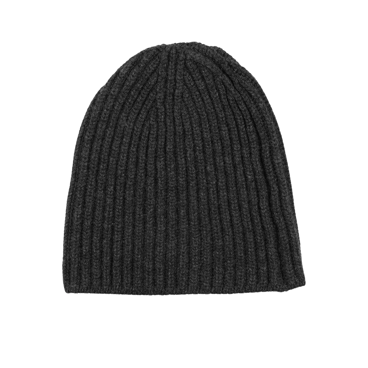 Charcoal Grey Cashmere Ribbed Short Beanie