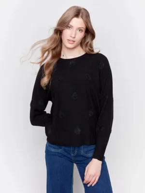 Charlie B Fuzzy Polka Dot Plushy Crew-Neck Dolman Sweater - C2686-974A