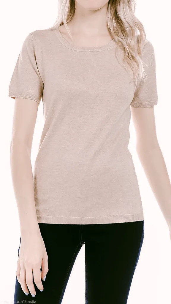 Clara Scoop Neck Short Sleeve Knit Sweater (4 Colorways)