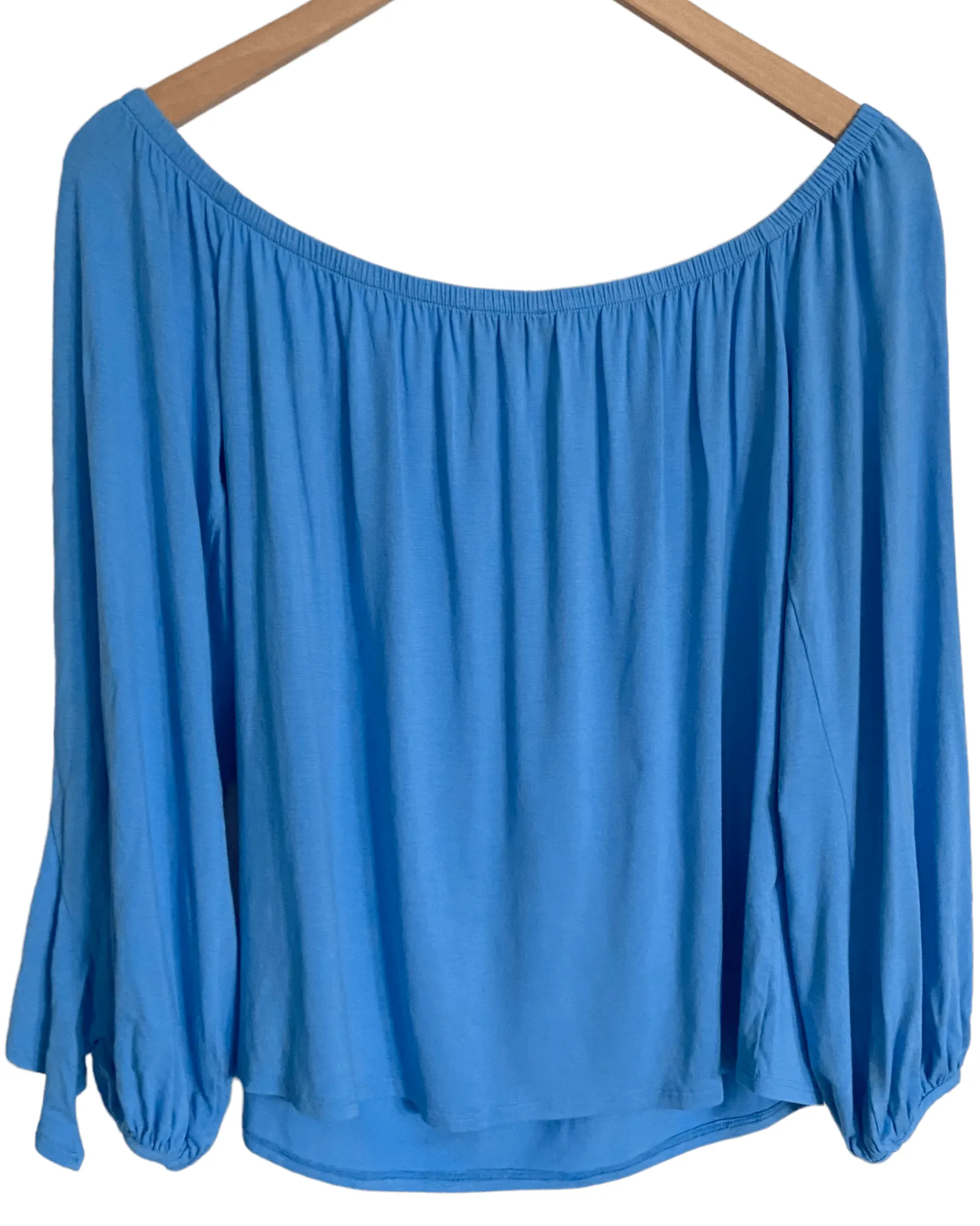 Cool Summer Cerulean Wide-neck Ruffle Top