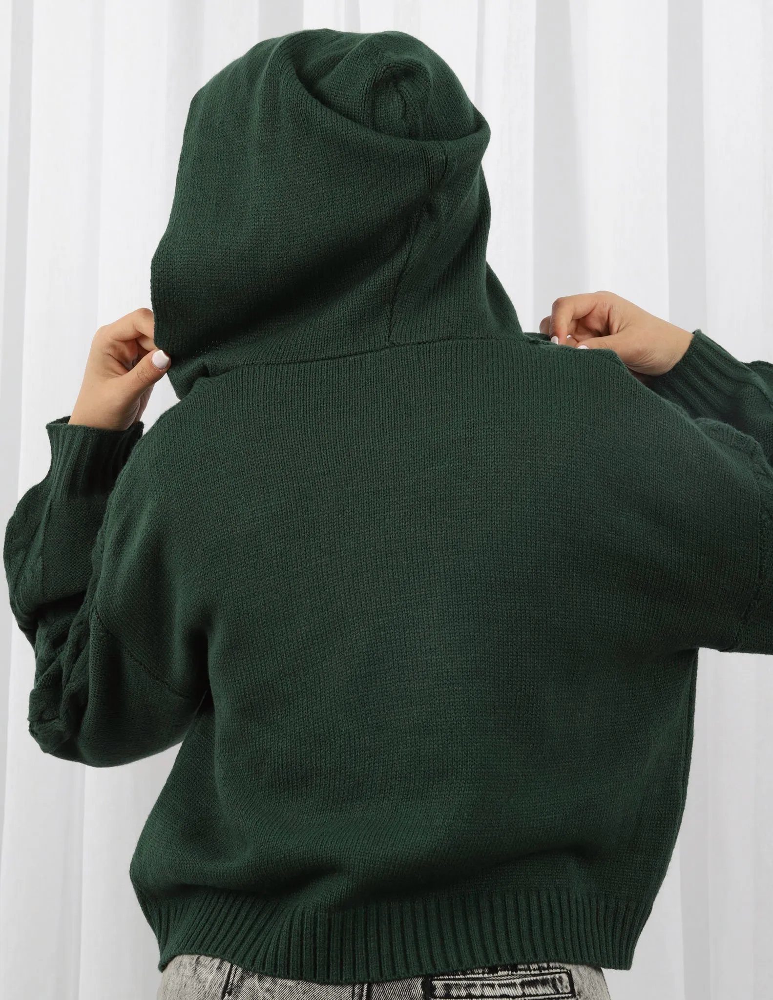 Crop Hooded Knit Top