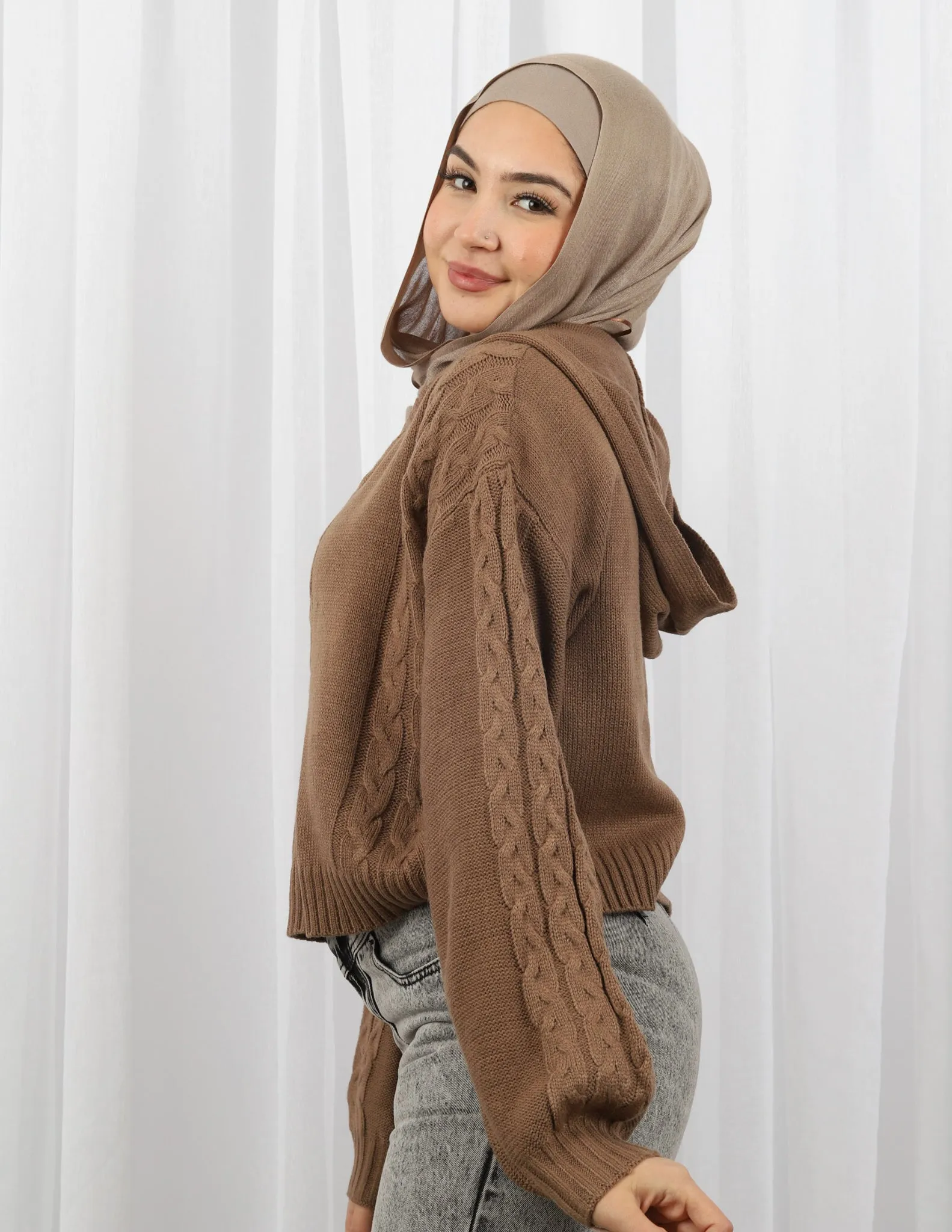 Crop Hooded Knit Top