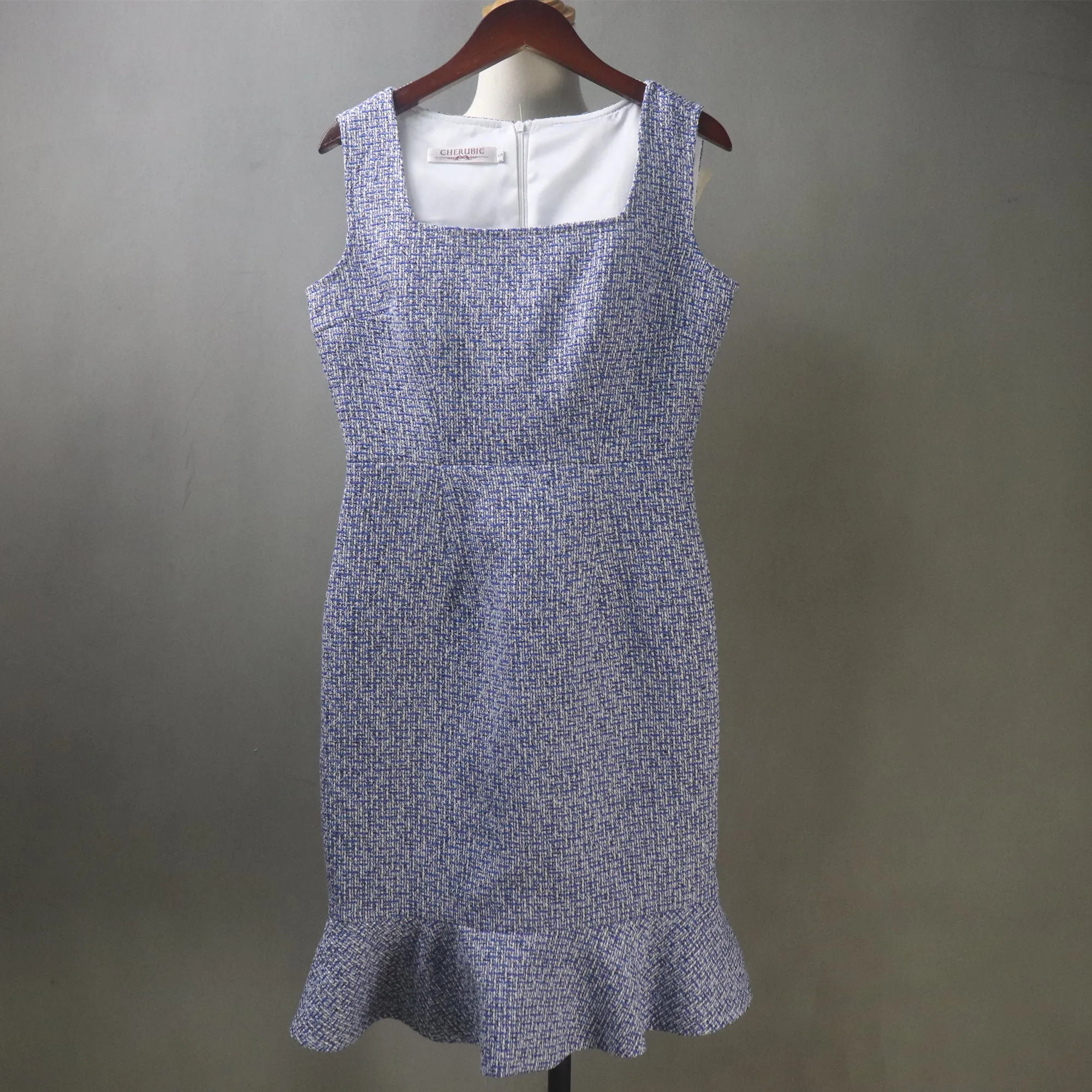 Custom Made Blue Suit / Plus Sizes/ Tweed Jacket   Fishtail Dress