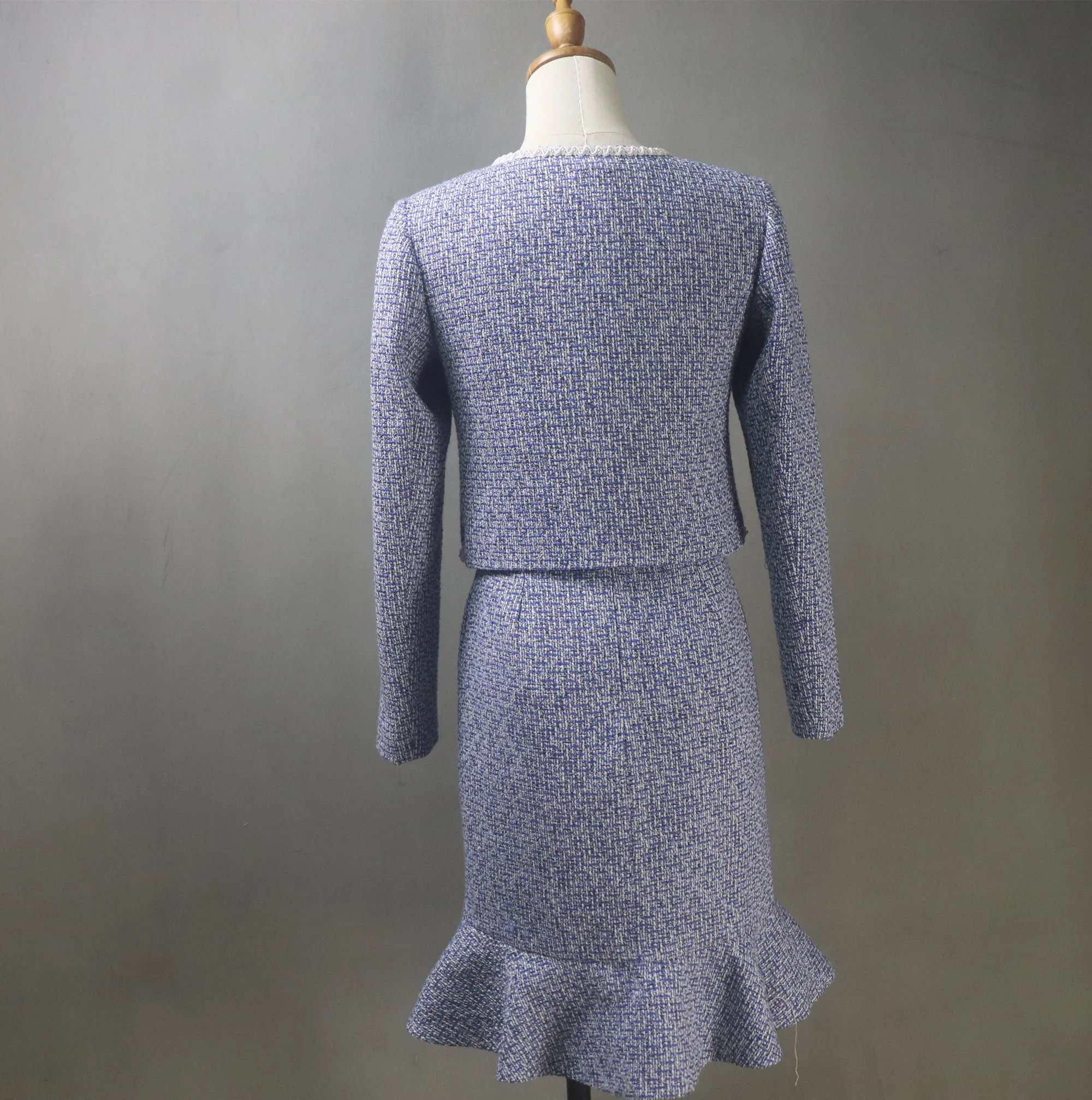 Custom Made Blue Suit / Plus Sizes/ Tweed Jacket   Fishtail Dress