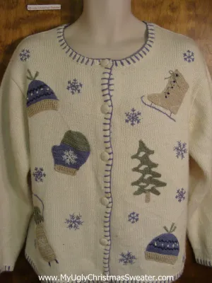 Cute Winter Themed Ivory Ugliest Christmas Sweater