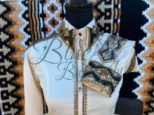 Daphne Eggshell Stretch Satin Western Day Shirt