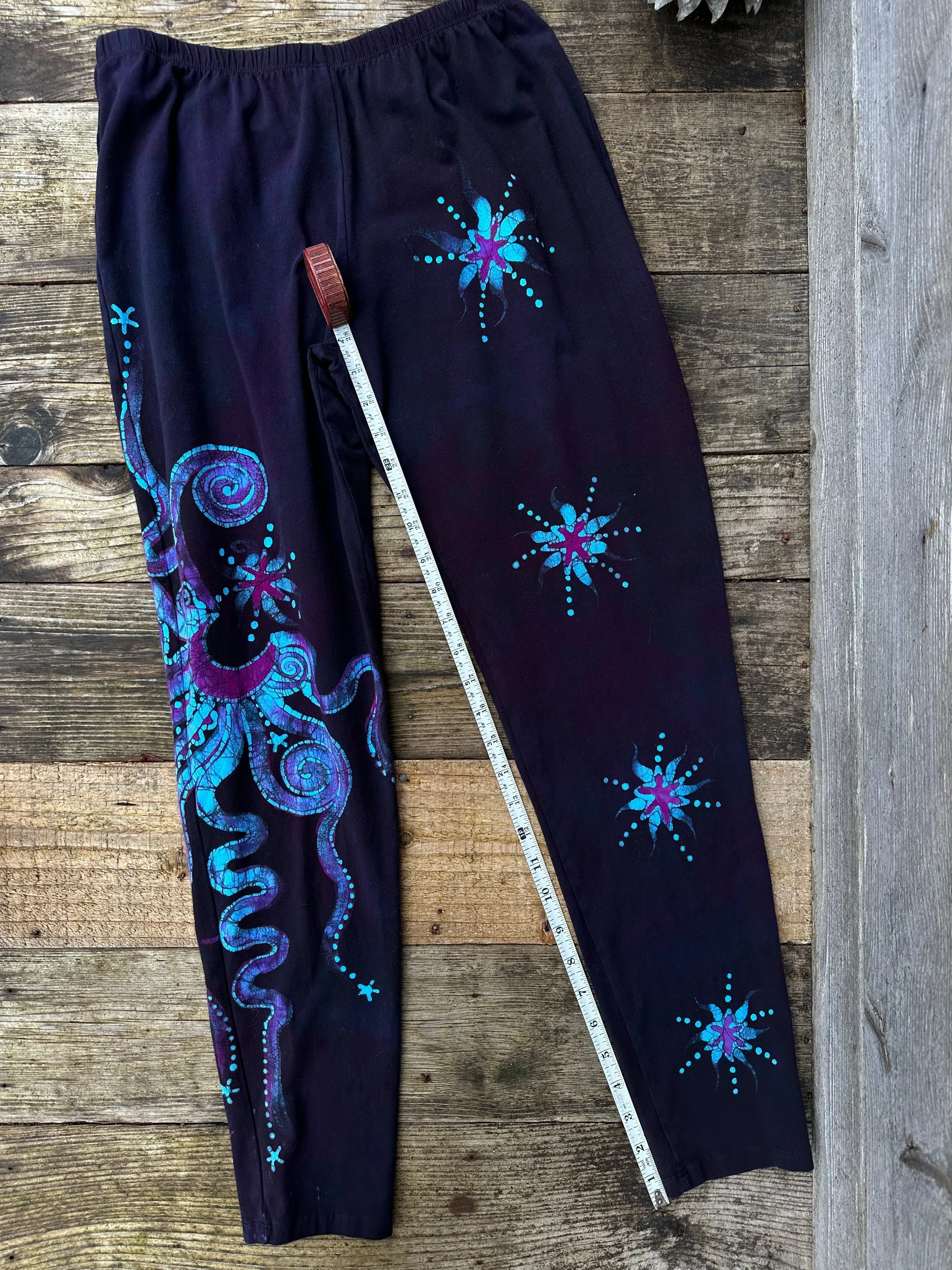 Deep Purple and Turquoise Moon & Star Batik Size XL Leggings