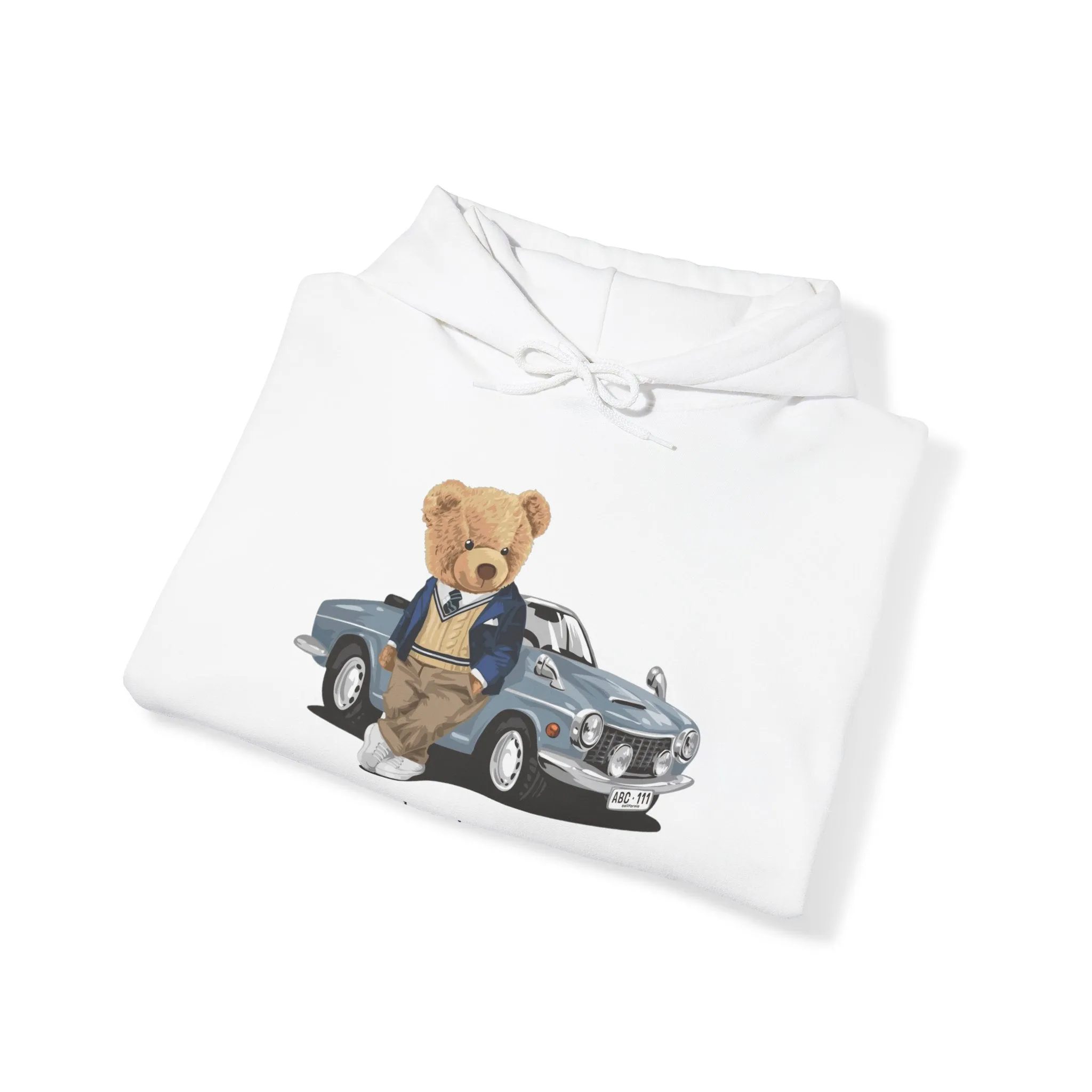 Eco-Friendly Vintage Car Bear Hoodie