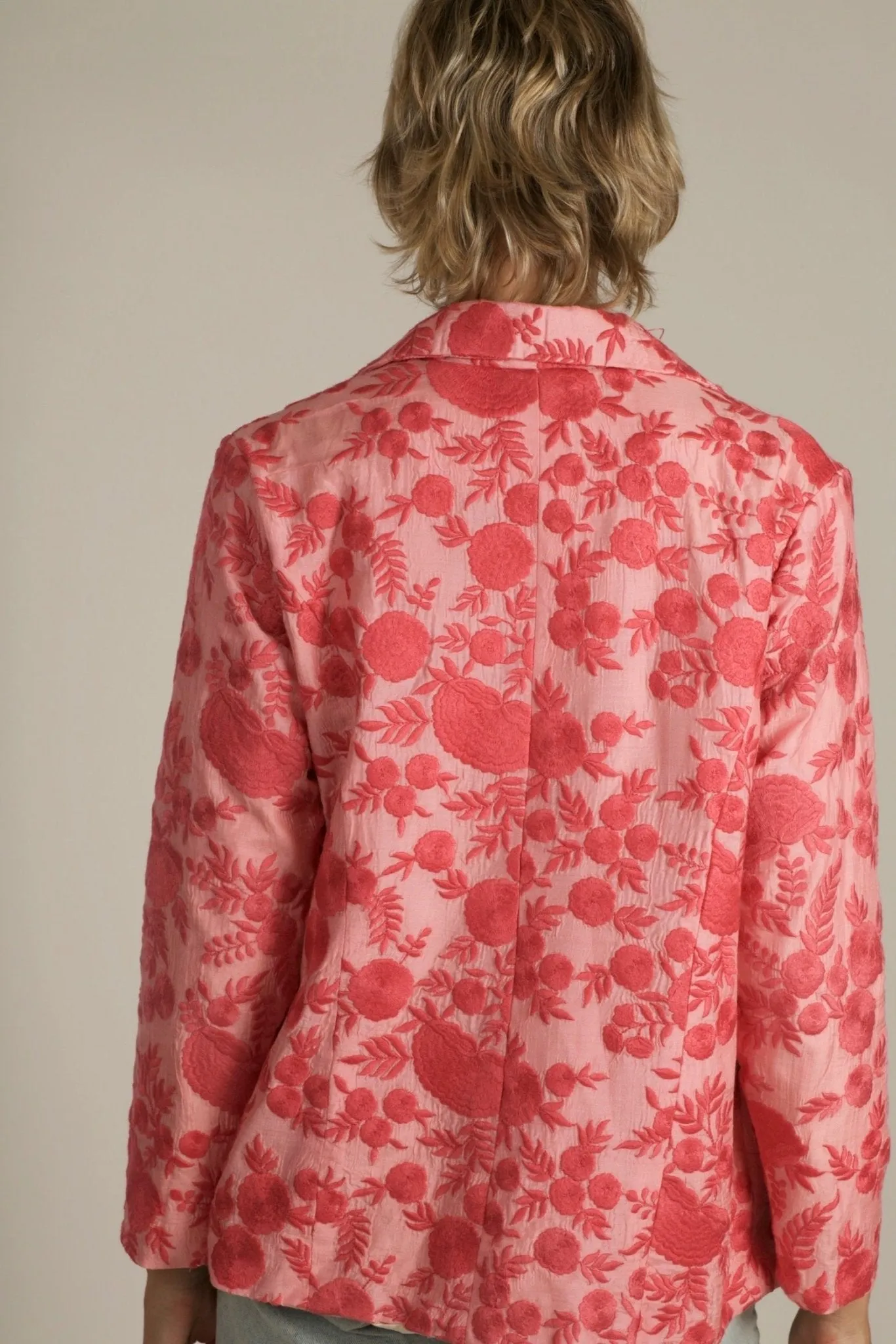 EMBROIDERED PINK FLOWER BLAZER JACKET AGLAIA