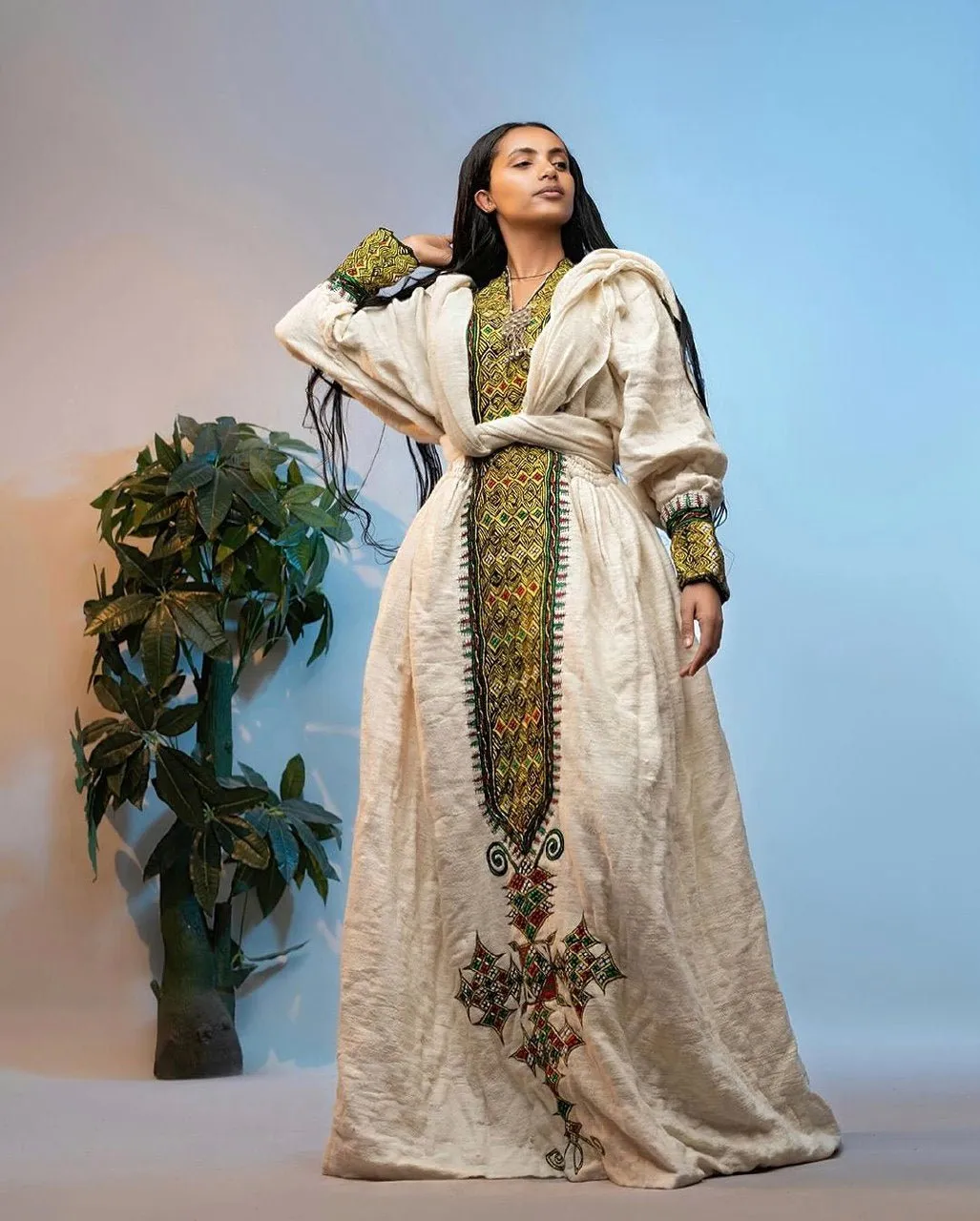 Exquisite Pattern Fetil Ethiopian Dress Habesha Dress Design Eritrean Dress
