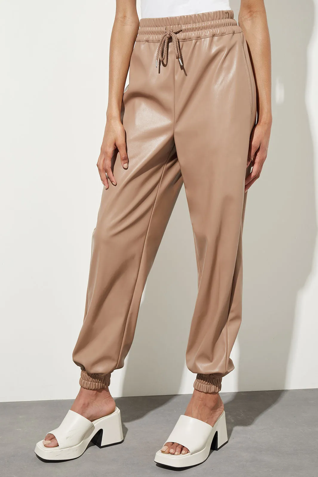 Faux Leather Joggers