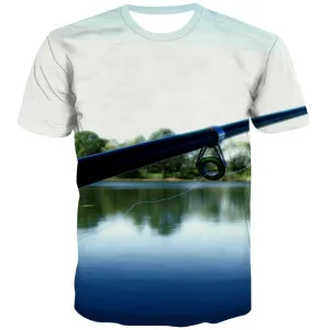 fishing T-shirt Men fish Tshirts Cool lake Tshirts Novelty Short Sleeve summer