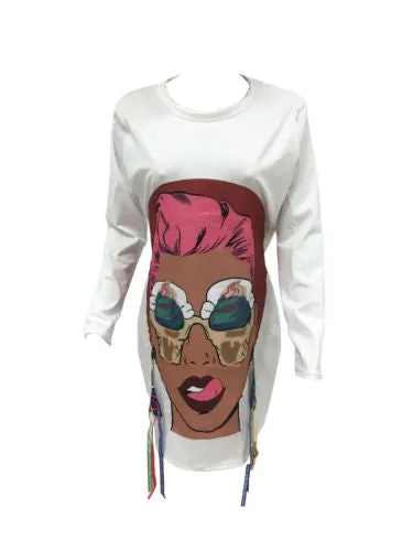 Funky Fresh 3D print detail oversize sweater tshirt dress