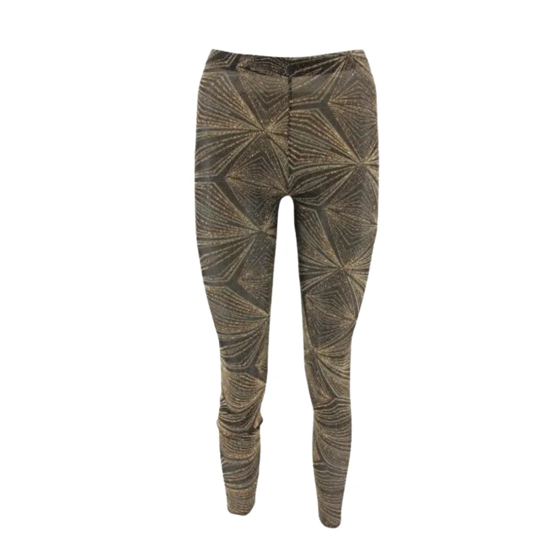 Geometric Metallic Leggings Brown SIZE 12